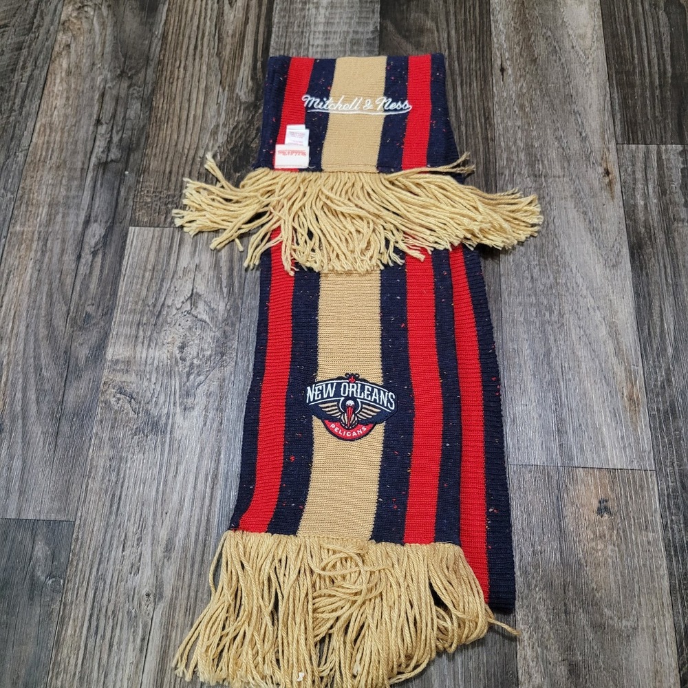 New Orleans Pelicans NBA Basketball Striped Scarf Mitchell Ness
